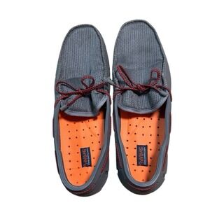Swims Loafers Shoes Men Size 9 Grey Braided Lace Vented Waterproof Prep Nautical
